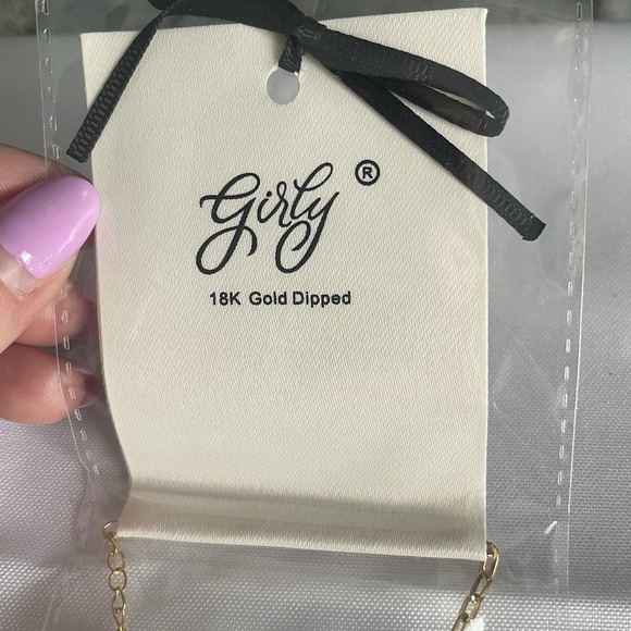 Girly 18k Gold Dipped Small Link Necklace Long Chain Dainty - Picture 2 of 5